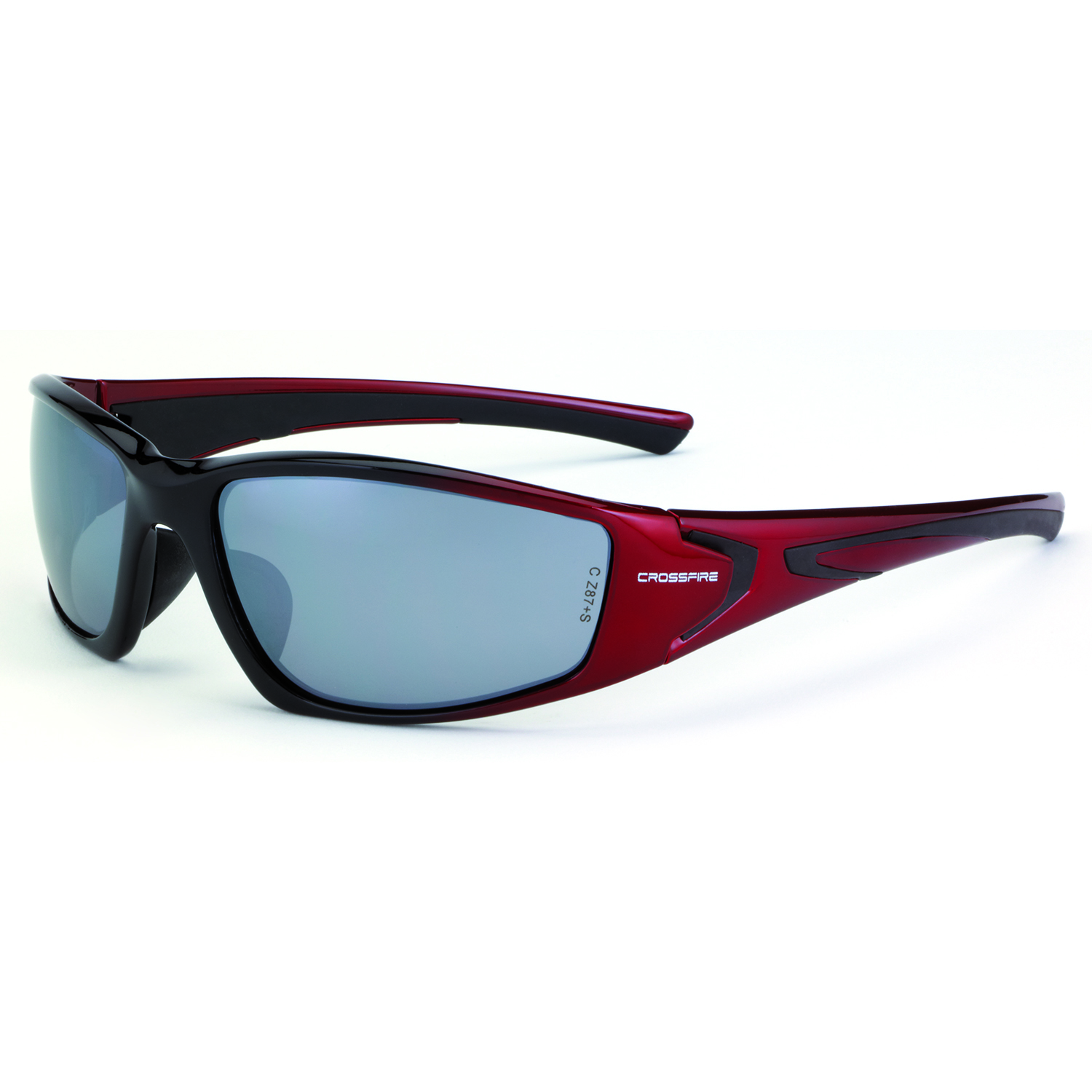 RPG Premium Safety Eyewear - Shiny Black/Pearl Red Frame - Silver Mirror Lens - Mirror Lens